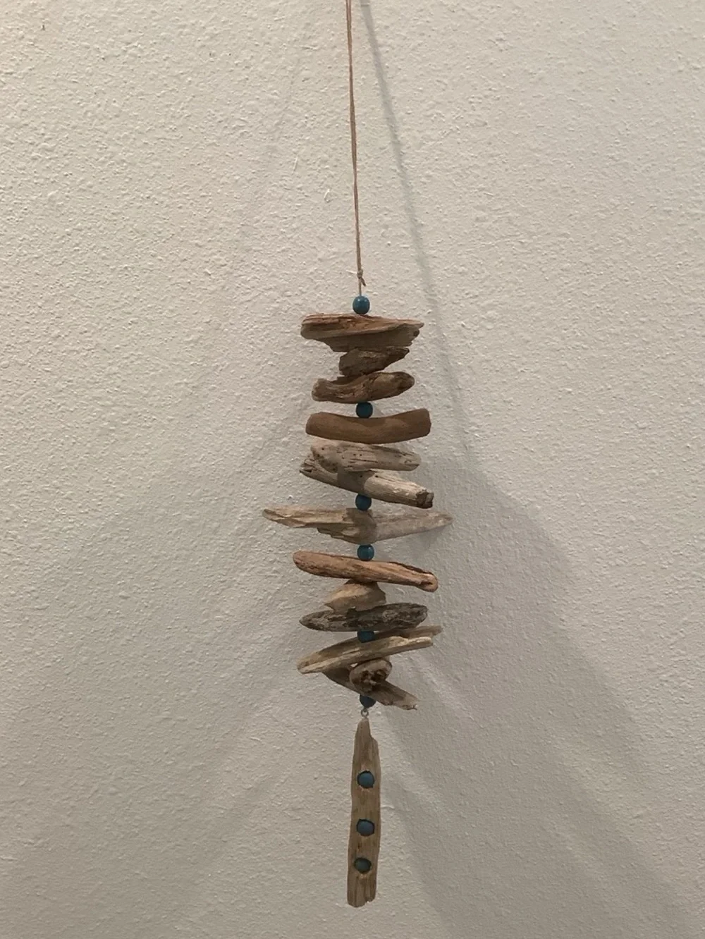 Driftwood Art, Driftwood Beaded Mobile, Driftwood Mobile, Coastal Decor